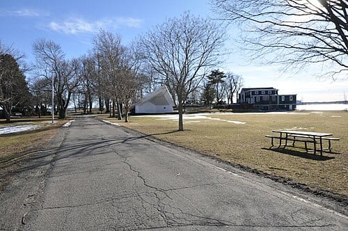 David S. Lynch Memorial Park , Beverly, Massachusetts. The band shell and sitting area.