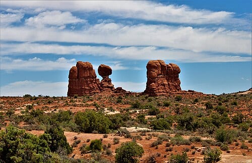 Balanced Rock in Arches National Park . Utah .