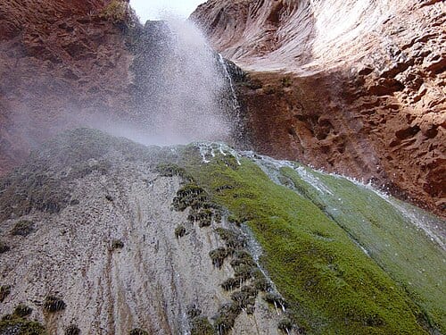 Ribbon Falls is a true gem of the North Kaibab Trail. The waterfall is located in a grotto on the west side of Bright Angel Creek, so reaching it is a short but extremely rewarding side trip. Hikers caught in the heat of the day should consider taking a siesta here from 10 a.m. to 4 p.m. NPS…