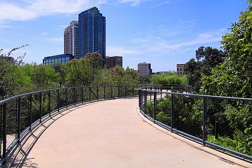 The deck of the Suzanne Deal Booth Skywalk in Waterloo Park in Austin. Texas, United States.
