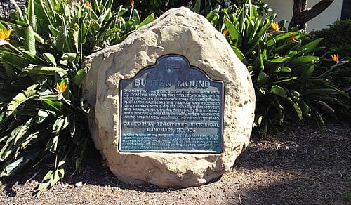 Burton Mound Landmark plaque in Ambassador Park, Santa Barbara, California (California Registered Historical Landmark No. 306), September 2017