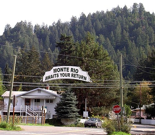 leaving Monte Rio, California eastbound on "D" Street