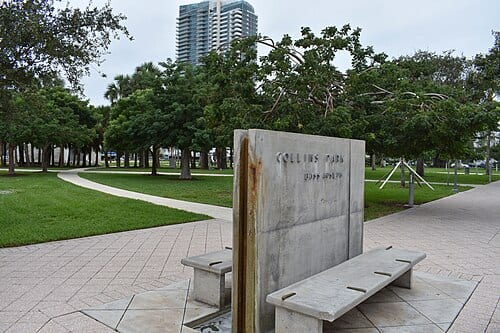 Collins Park in Miami Beach was established in 1915 and named for developer and farmer John S. Collins.