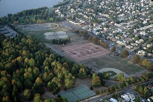 Southeast corner of Woodland Park (and a bit of Greenlake Park), Seattle, Washington, U.S., 1987.
