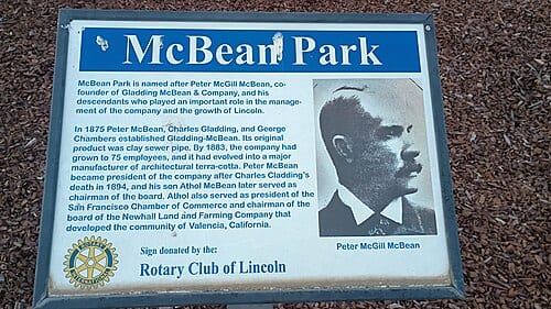 Info on who Peter McGill McBean is. Found in McBean Park (park in Placer County, California, United States of America)