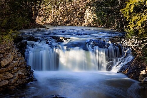 Waterfall at Sweet Arrow Lake, Pine Grove, PA. Park in Schuylkill County, Pennsylvania