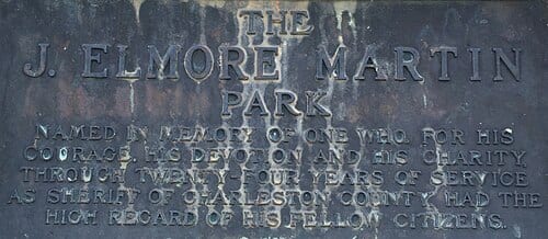 The text of the marker for the J. Elmore Martin Park in Charleston, South Carolina.