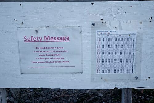 Bar Island Safety Message