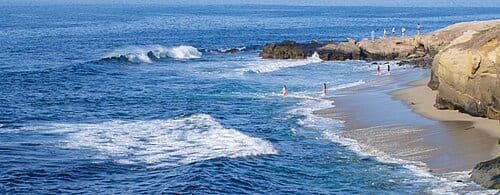 People at Boomer Beach and Point La Jolla in La Jolla (San Diego, California).