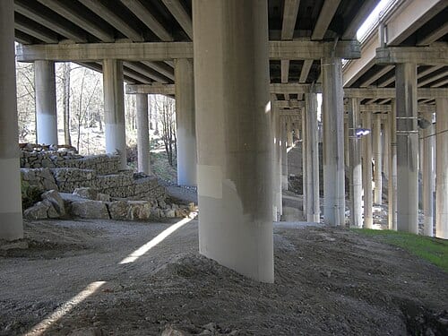 I-5 Colonnade, Seattle, Washington. This park, largely under Interstate 5, mainly features mountain bike trails.