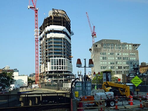 Parcel 12 building under construction in September 2022