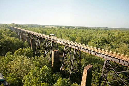 Yes this is a rail trail! Park info: <a href='http://www.dcr.virginia.gov/state-parks/high-bridge-trail#general_information' data-x-rel='nofollow'>www.dcr.virginia.gov/state-parks/high-bridge-trail#genera...</a>