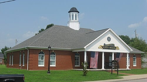 Front of City Hall in Liberty , Kentucky , United States , located at 518 Middleburg Street ( Kentucky Route 70 ).
