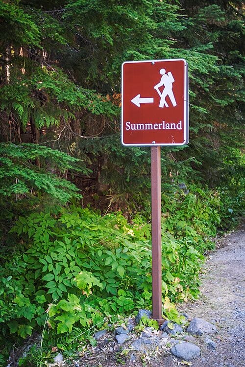 Summerland Trail sign (Mount Rainier National Park)